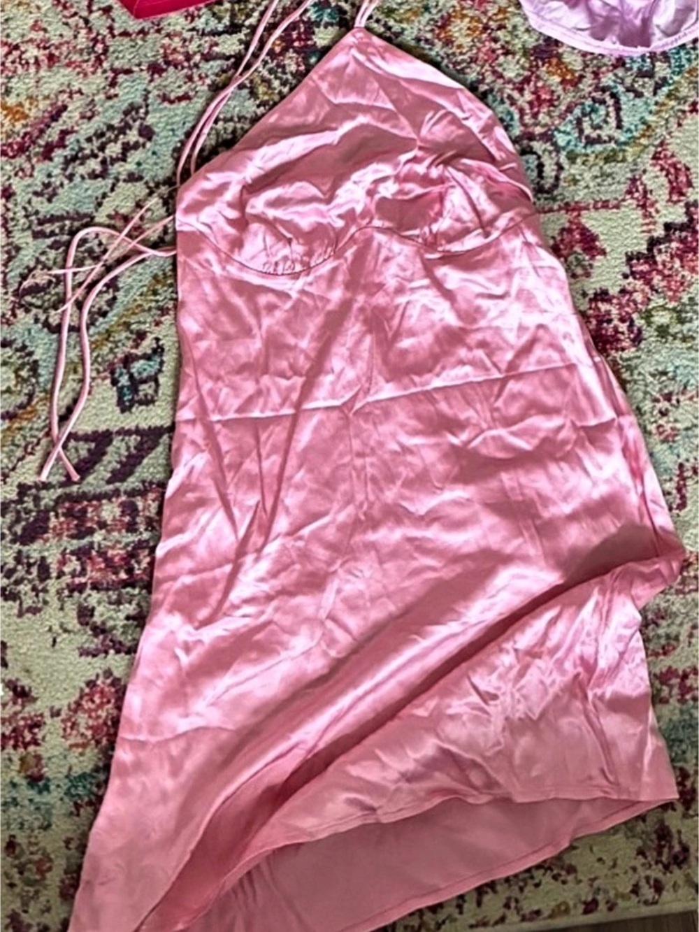 Pink Satin-Style Maxi Dress Like New